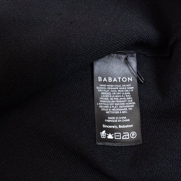 Babaton Aritzia Sculpt Knit Long Sleeve Peplum Top Square Neck Black - Picture 11 of 12